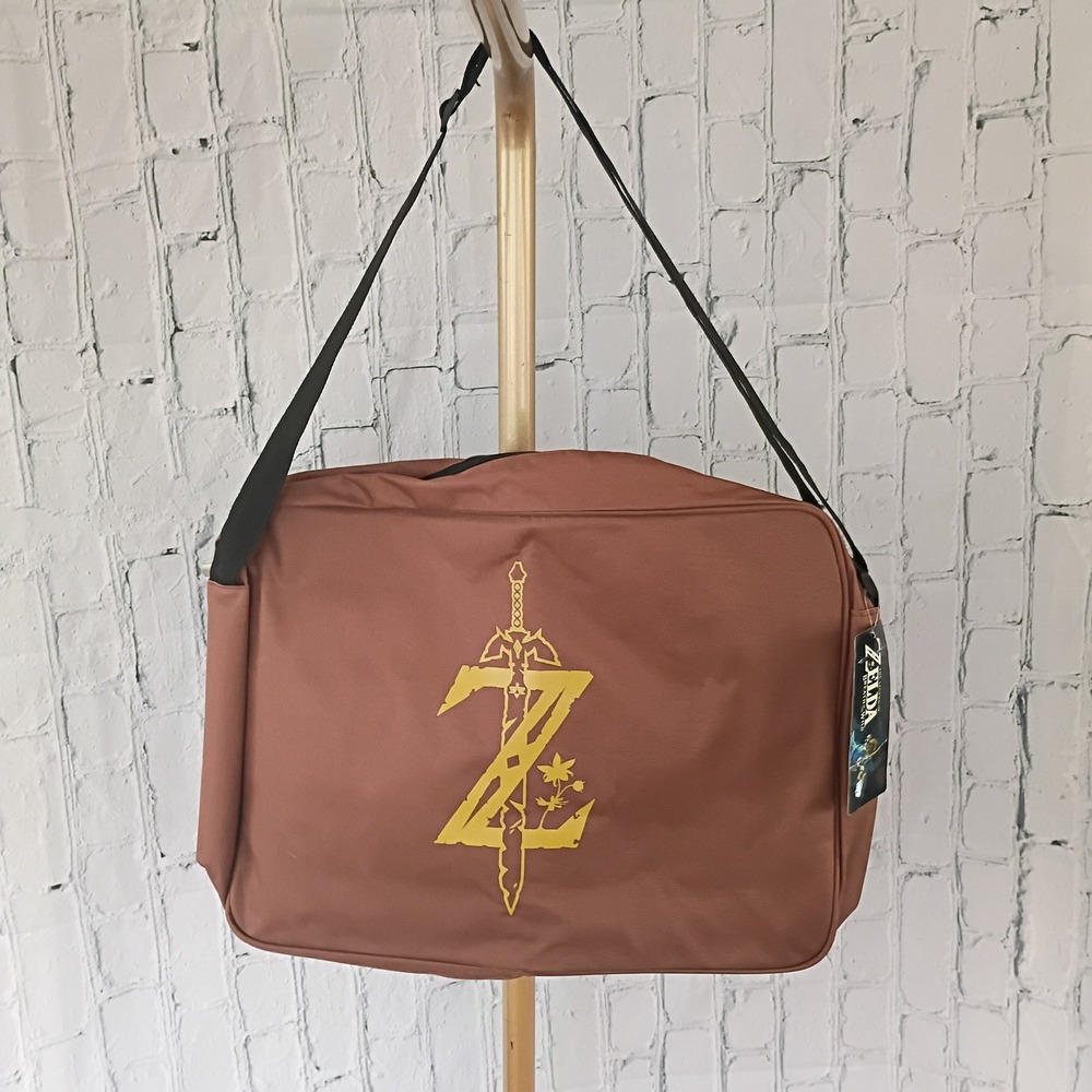 NWT Nintendo Legend of Zelda Messenger Bag Brown Gold Master Sword